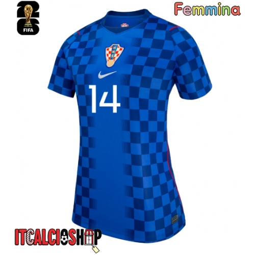 Croazia Ivan Perisic #14 Seconda Maglia Femmina Mondiali 2026 Manica Corta